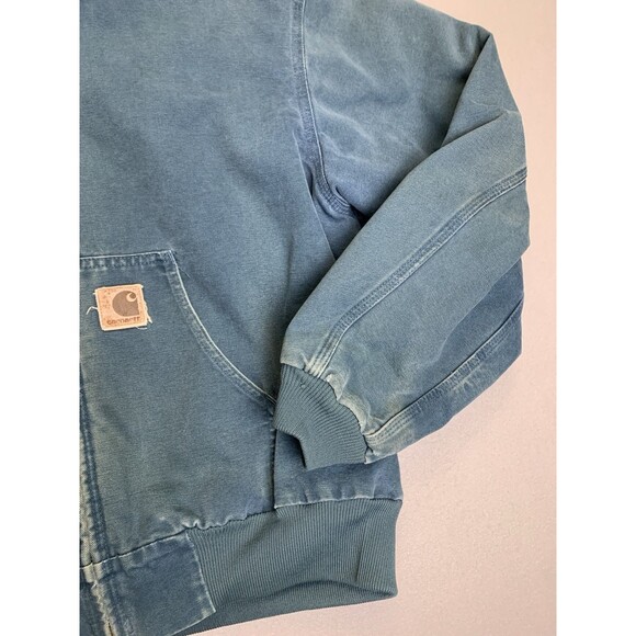 Carhartt JQ296 Canvas Quilt Lined Jacket Men's 2XL Blue Green Vintage 90’s Chore - Picture 4 of 12